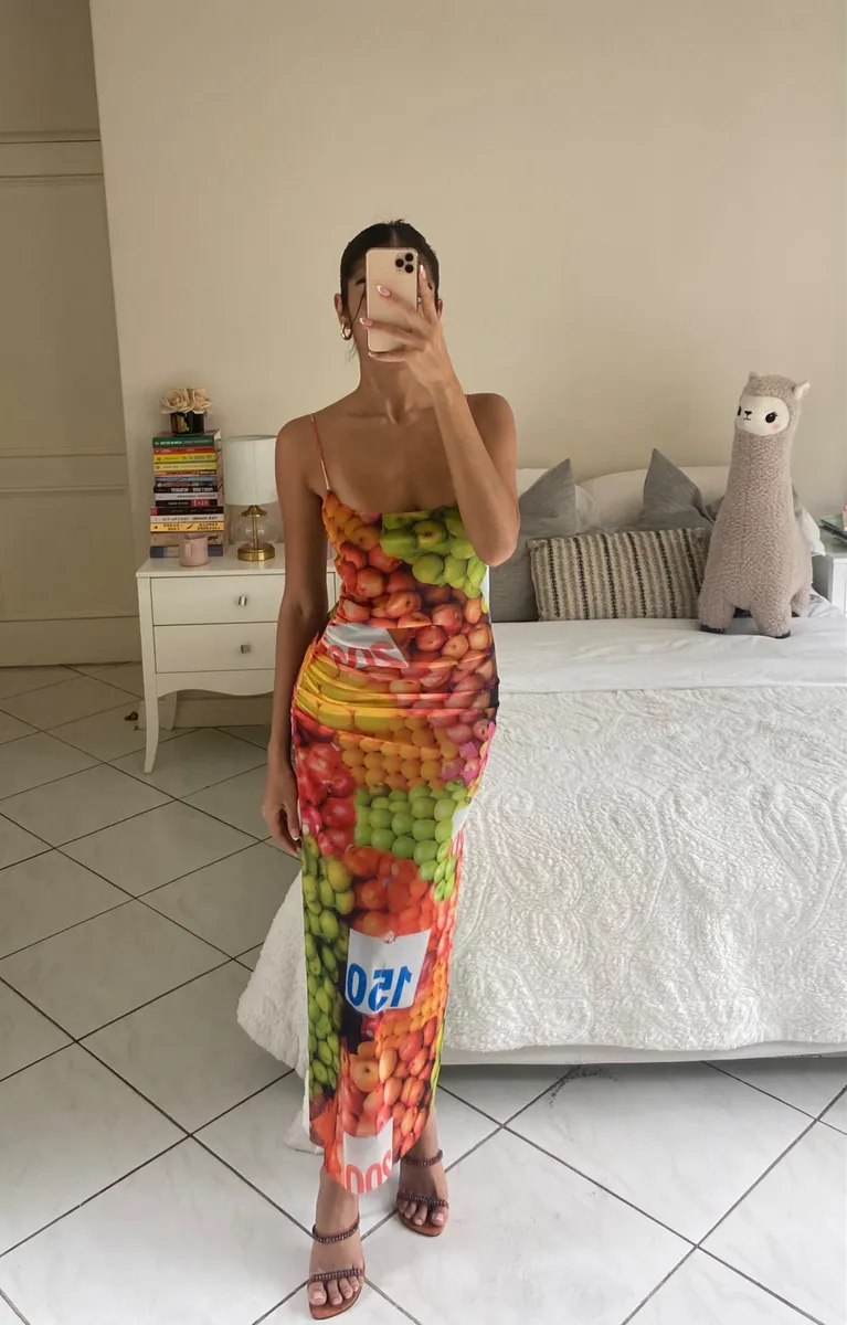 Apple Print Maxi Dress